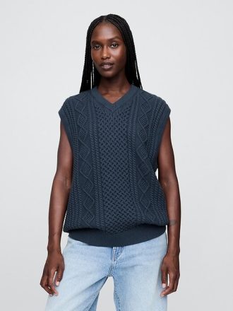 Gap × Malbon Sweter-kamizelka z dzianiny kablowej