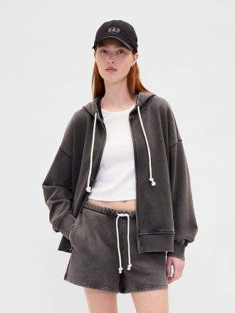 Gruba bluza z kapturem i zamkiem błyskawicznym z materiału French Terry w dużym rozmiarze