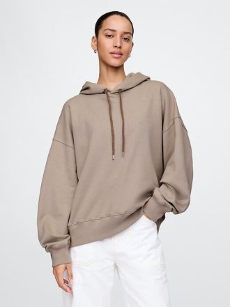 Gruba bluza z kapturem z materiału frotté, oversize