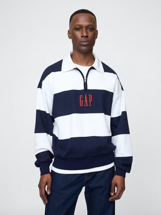 Gruby sweter z logo w paski