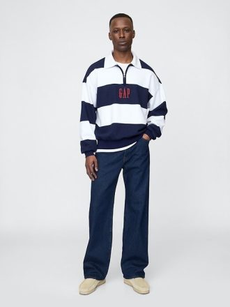 Gruby sweter z logo w paski