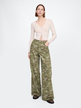 Jeansy Baggy Camo ze średnim stanem