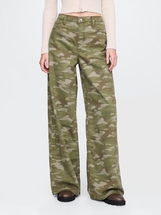 Jeansy Baggy Camo ze średnim stanem