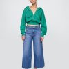 Jeansy Baggy Crop UltraSoft ze średnim stanem