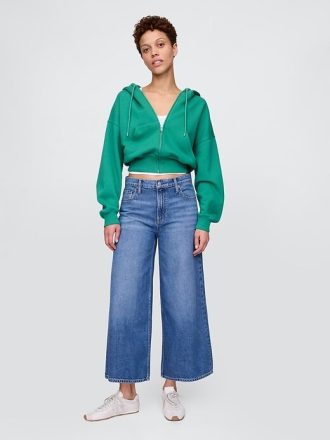 Jeansy Baggy Crop UltraSoft ze średnim stanem