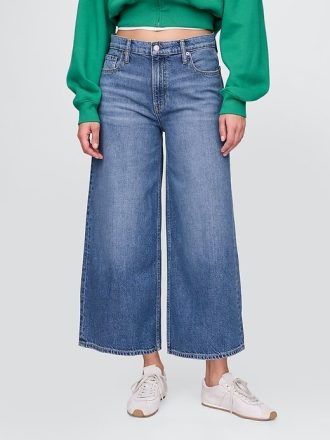 Jeansy Baggy Crop UltraSoft ze średnim stanem