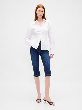 Jeansy Capri z wysokim stanem i skróconymi nogawkami