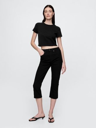 Jeansy Capri z wysokim stanem i skróconymi nogawkami