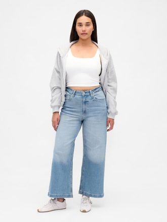 Jeansy Curvy High Step z szerokimi nogawkami i kostkami