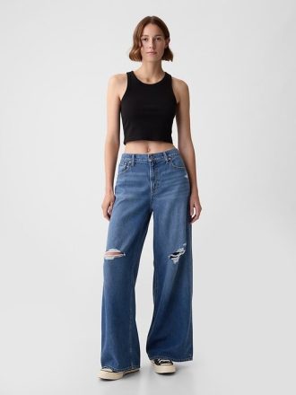 Jeansy UltraSoft Baggy o średnim stanie