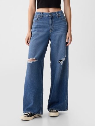 Jeansy UltraSoft Baggy o średnim stanie