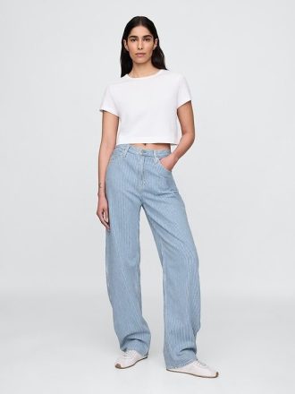 Jeansy UltraSoft Denim w paski z wysokim stanem