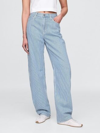 Jeansy UltraSoft Denim w paski z wysokim stanem