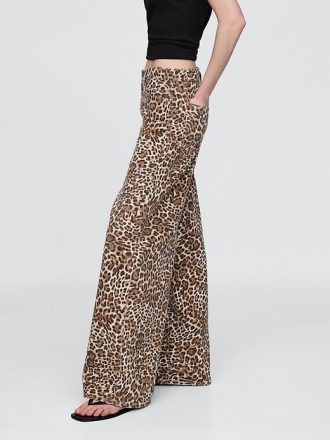 Jeansy UltraSoft Leopard Baggy o średnim stanie
