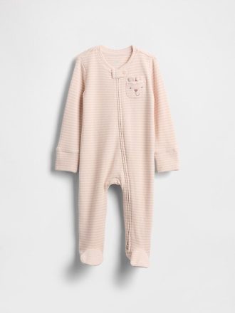 Jednoczęściowy ubranko dla niemowląt Baby Softspun Waffle Bear z kieszonką i stopką