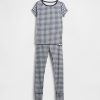 Komplet piżam dziecięcych w kratkę gingham z organicznej bawełny szczotkowanej
