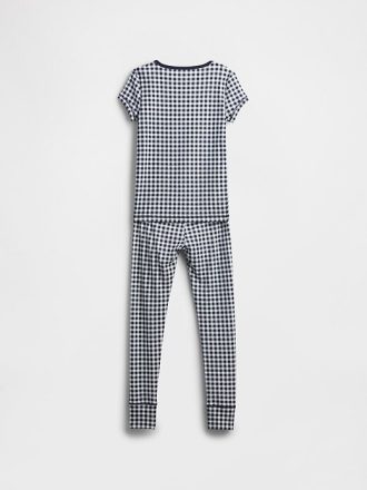 Komplet piżam dziecięcych w kratkę gingham z organicznej bawełny szczotkowanej