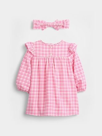 Komplet sukienek w kratkę gingham dla niemowląt