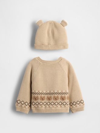 Komplet sweterkowy Baby Sherpa-Lined Bear Cardigan