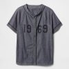 Koszulka baseballowa z denimu z logo 1969