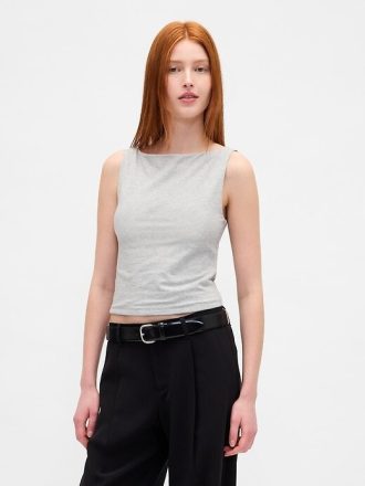 Koszulka CloseKnit Jersey z dekoltem w łódkę i krótkim rękawem