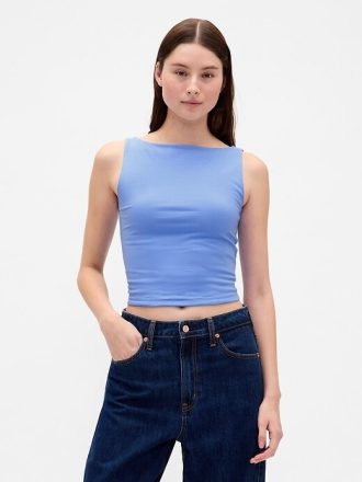 Koszulka CloseKnit Jersey z dekoltem w łódkę i krótkim rękawem