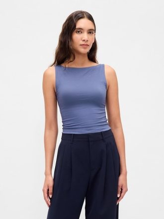 Koszulka CloseKnit Jersey z dekoltem w łódkę i krótkim rękawem