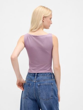Koszulka CloseKnit Jersey z dekoltem w łódkę i krótkim rękawem