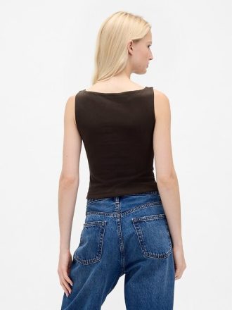 Koszulka CloseKnit Jersey z dekoltem w łódkę i krótkim rękawem