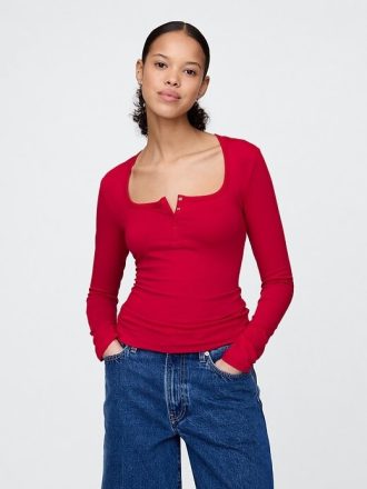 Koszulka henley z dzianiny CloseKnit Jersey