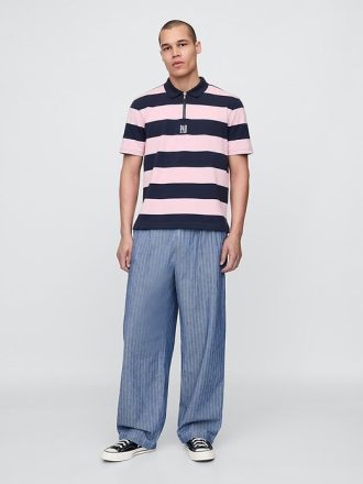 Koszulka polo w paski z logo Gap × Malbon