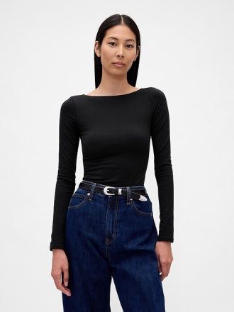 Koszulka z dzianiny CloseKnit Jersey z odkrytymi plecami i dekoltem w łódkę