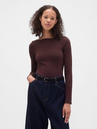 Koszulka z dzianiny CloseKnit Jersey z odkrytymi plecami i dekoltem w łódkę