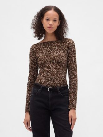 Koszulka z dzianiny CloseKnit Jersey z odkrytymi plecami i dekoltem w łódkę