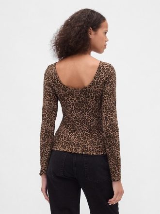 Koszulka z dzianiny CloseKnit Jersey z odkrytymi plecami i dekoltem w łódkę