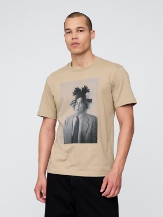 Koszulka z grafiką Basquiata w swobodnym stylu