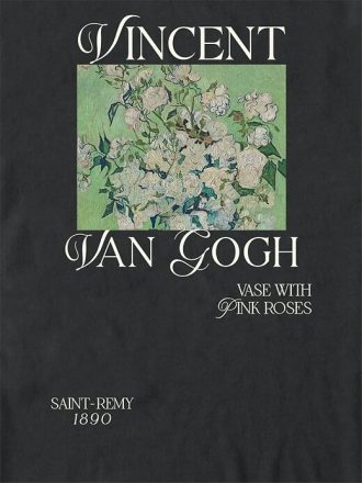 Koszulka z grafiką Van Gogh Pink Roses Oversized