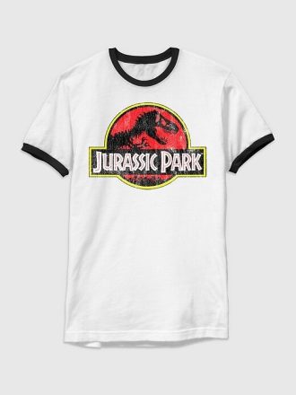 Koszulka z klasycznym logo Jurassic Park z grafiką dzwonka