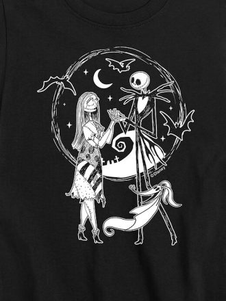 Koszulka z krótkim rękawem Jack Sally Zero dla dzieci z filmu „Miasteczko Halloween”