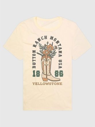 Koszulka z nadrukiem „Yellowstone Flower Cowboy Boot”