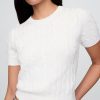 Krótki sweter z dzianiny kablowej 100% bawełny