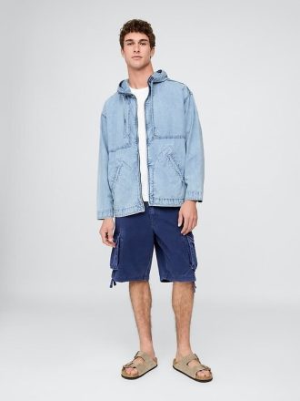 Kurtka typu anorak z rozporkiem z denimu i oversize’u