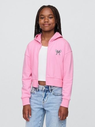 Lilo & Stitch Dziecięca bluza z kapturem i nadrukiem French Terry Crop na zamek