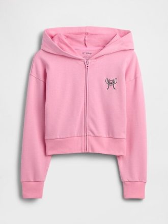Lilo & Stitch Dziecięca bluza z kapturem i nadrukiem French Terry Crop na zamek
