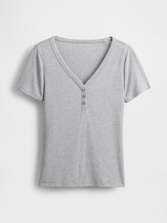 Mini prążkowana piżama Henley