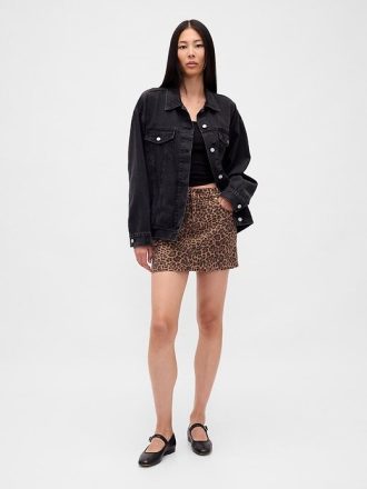 Mini spódniczka z denimu w panterkę