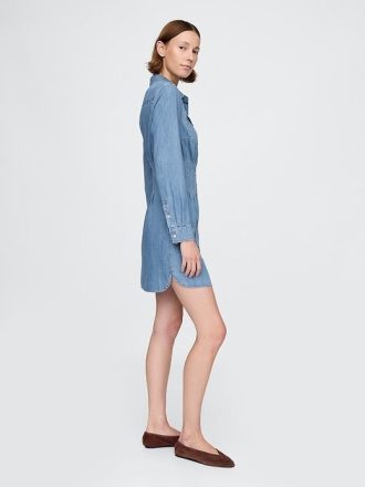 Mini sukienka koszulowa w stylu western denim