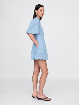 Mini sukienka koszulowa z denimu Bubble