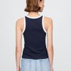 Nowoczesny top typu halter z prążkowanym dekoltem Nowoczesny top typu halter z prążkowanym dekoltem