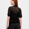 Prześwitujący krótki sweter polo
